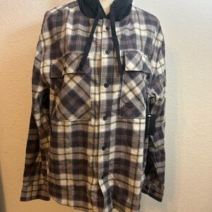 New Mens No Boundaries Oversized Button Down Plaid Shirt‎ Size Medium 38-40
